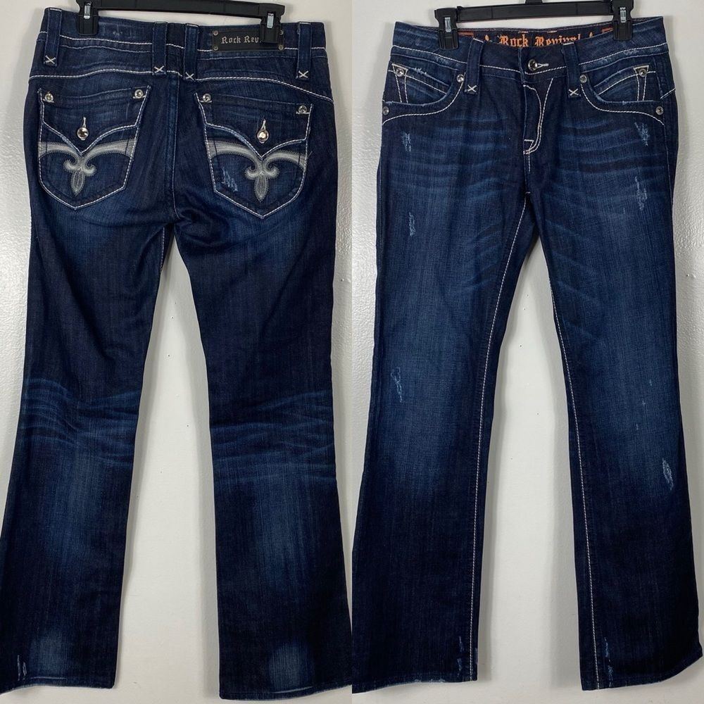 Rock Revival Stephanie bootcut distressed jeans sz 30